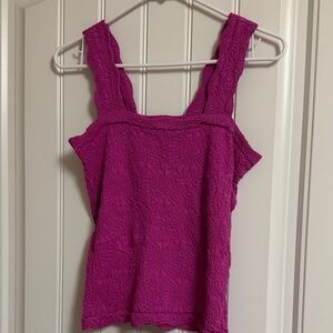 Pink Republic Magenta Textured Square-Neck Tank